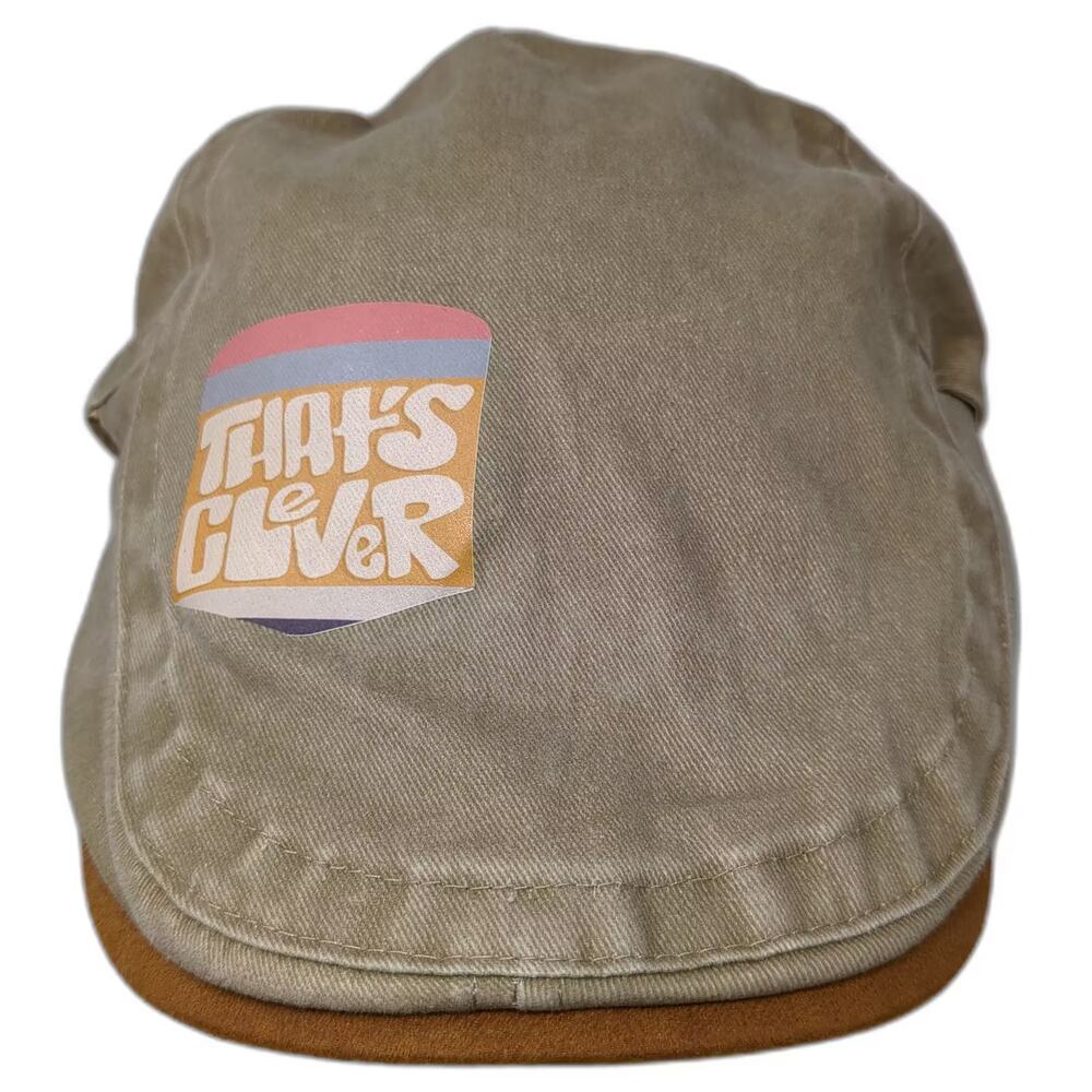 KB Ethos Newsboy Cap Beige Thats Clever Patch Cotton Adjustable One Size Hat